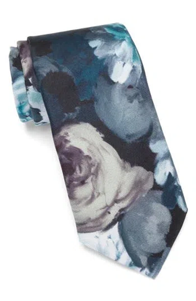 Ted Baker London Aion Painted Floral Silk Tie In Teal