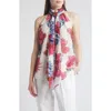 Ted Baker Akaki Organza Printed Tie Neck Top In Ivory