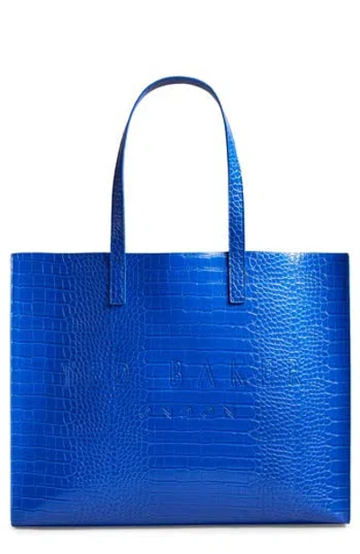 Ted Baker London Allicon Croc Faux Leather Tote In Bright Blue