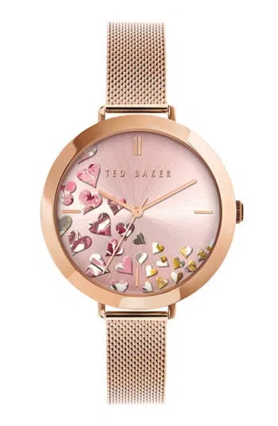 TED BAKER TED BAKER LONDON AMMY HEARTS MESH STRAP WATCH, 37.5MM
