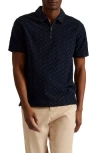 Ted Baker London Ansom Geo Texture Zip Polo In Navy
