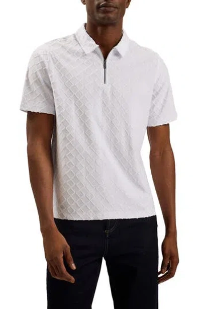 Ted Baker London Ansom Geo Texture Zip Polo In White