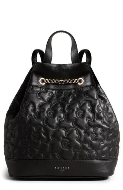 Ted Baker London Ayssan Magnolia Quilted Leather Backpack In Black