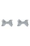 Ted Baker London Barseta Pavé Crystal Bow Stud Earrings In Silver Tone/clear Crystal