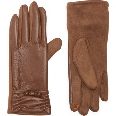 Ted Baker London Bow Faux Leather Gloves In Brown