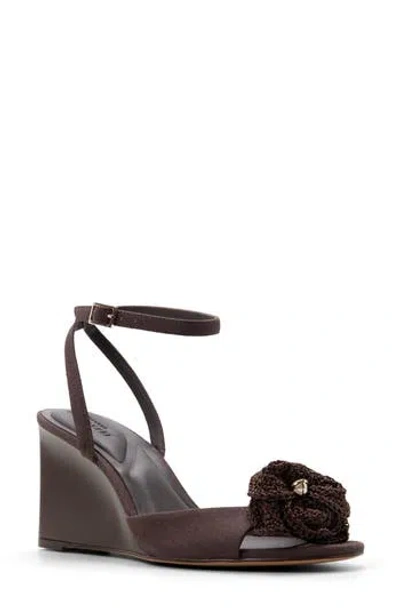 Ted Baker London Bridget Ankle Strap Wedge Sandal In Dark Brown