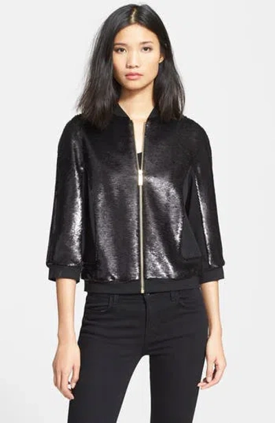 Ted Baker London 'brosina' Sequin Bomber Jacket In Black