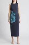 Ted Baker London Cloudi Print Scuba Body-con Dress In Navy