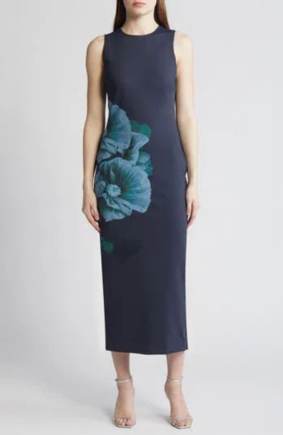 Ted Baker London Cloudi Print Scuba Body-con Dress In Navy
