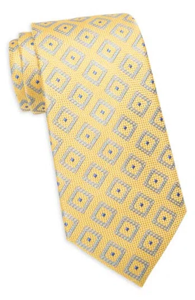 Ted Baker London Consort Diamond Print Silk Blend Tie In Yellow