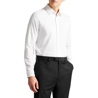 Ted Baker London Cotton Jacquard Button-up Shirt In White