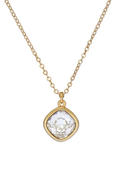 Ted Baker London Crastel Round Crystal Pendant Necklace In Gold Tone/clear Crystal