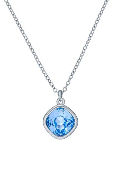 Ted Baker London Crastel Round Crystal Pendant Necklace In Silver/light Blue Crystal