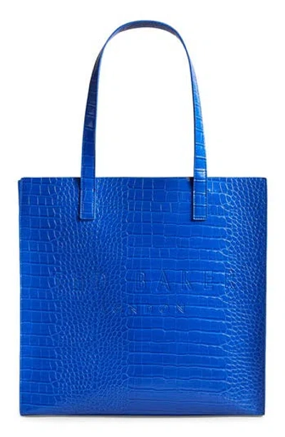Ted Baker London Croccon Croc Embossed Faux Leather Tote In Blue