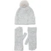 Ted Baker London Crystal Faux Fur Pompom Beanie & Scarf Box Set In Gray