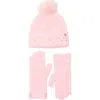 Ted Baker London Crystal Faux Fur Pompom Beanie & Scarf Box Set In Pink