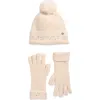 Ted Baker London Crystal Faux Fur Pompom Beanie & Scarf Box Set In White