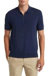 Ted Baker Quarter Zip Polo In Navy
