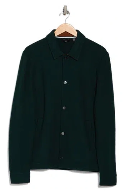 Ted Baker London Eason Felted Wool Shirt Jacket In Dark Green