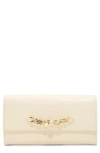 Ted Baker London Evie Charm Leather Clutch In Neutral