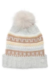 Ted Baker London Fair Isle Beanie With Faux Fur Pompom In Multi