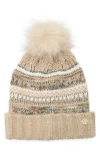 Ted Baker London Fair Isle Beanie With Faux Fur Pompom In Multi