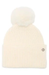 Ted Baker London Faux Fur Pompom Cuffed Beanie In White