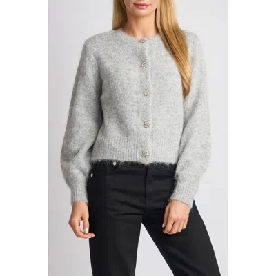 Ted Baker London Fina Crewneck Fuzzy Cardigan In Gray