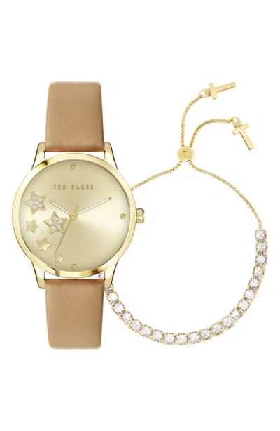 Ted Baker London Fitzrovia Leather Strap Watch & Bracelet Set, 34mm