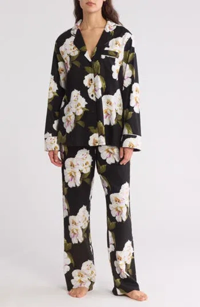 Ted Baker London Pressed Flower Pajama Pants In Gardenia Black