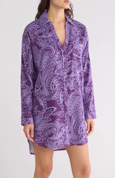 Ted Baker London Flannel Night Shirt In Julian Light Plum