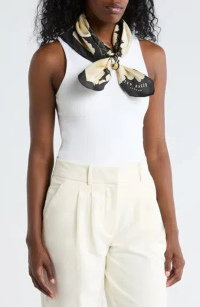 Ted Baker London Floral Print Silk Square Scarf In Neutral