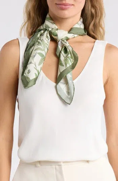 Ted Baker London Floral Silk Twill Square Scarf In Green