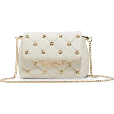 Ted Baker London Ginn Quilted Leather Crossbody Bag In White/bone
