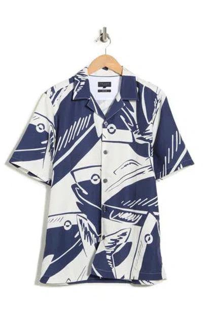 Ted Baker London Heukels Fish Print Camp Shirt In Blue