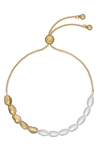 Ted Baker London Inela Island Imitation Pearl Slider Bracelet In Gold Tone/ Pearl