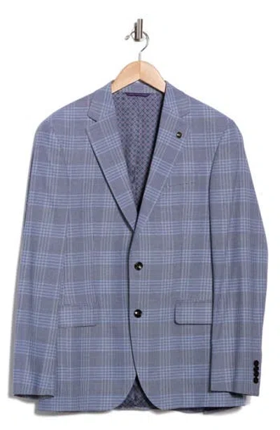 Ted Baker London Jarrow Slim Fit Blue Plaid Wool Blend Blazer