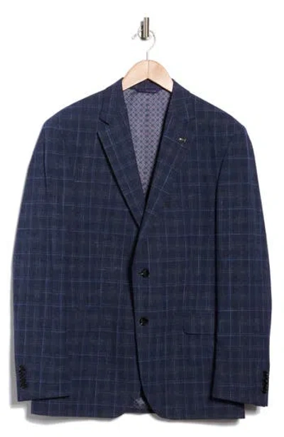 Ted Baker London Jarrow Slim Fit Blue Plaid Wool Blend Blazer
