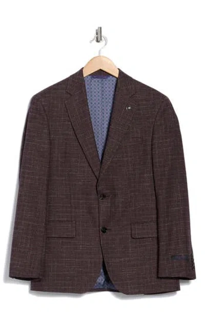 Ted Baker London Jarrow Slim Fit Blue Wool Blend Blazer In Brown