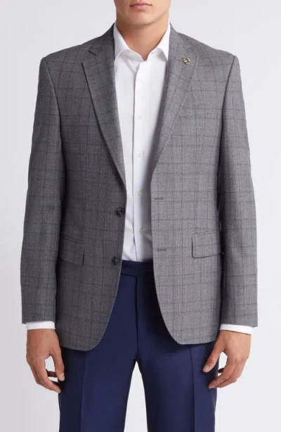 Ted Baker London Jay Slim Fit Glen Plaid Stretch Wool Sport Coat In Grey