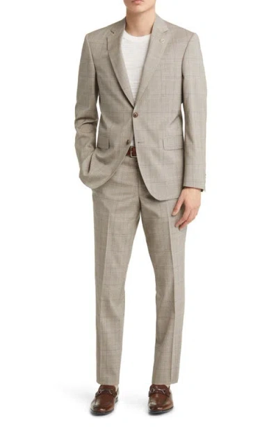 Ted Baker London Jay Slim Fit Plaid Wool Suit In Brown