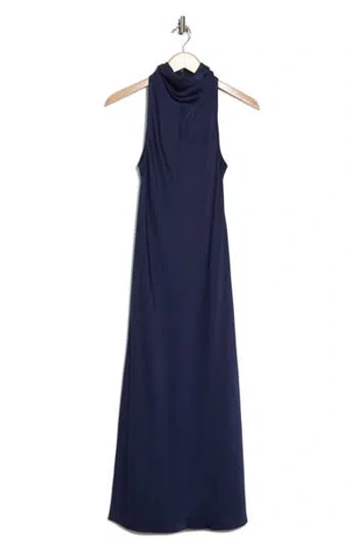 Ted Baker London Joiya Cowl Neck Sleeveless Satin Dress In Navy