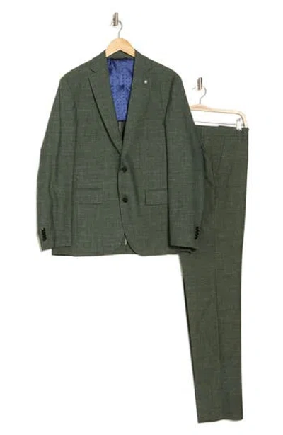Ted Baker London Karl Slim Fit Green Crosshatch Wool Blend Suit