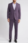 Ted Baker Karl Slim Fit Plaid Stretch Wool Blend Suit In Berry