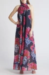 Ted Baker London Kinosei Floral Organza Maxi Dress In Dark Blue