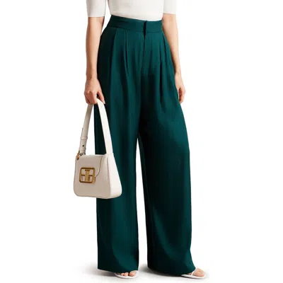 Ted Baker London Krissi Wide Leg Pants In Dark Green