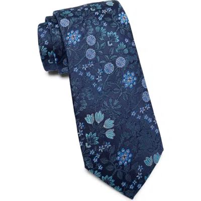 Ted Baker London Laurier Floral Print Silk Tie In Blue