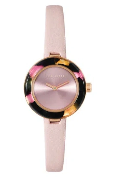 Ted Baker London Lenara Leather Strap Watch, 28mm In Pink