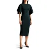 Ted Baker Lounia Fluted Sleeve Body-con Sweater Dress In Dark Green