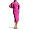 Ted Baker Lounia Fluted Sleeve Body-con Sweater Dress In Deep Pink